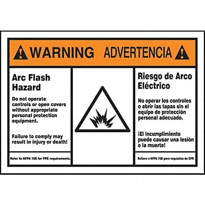 Arc Flash Label 3 1/2 inx5 in Vinyl