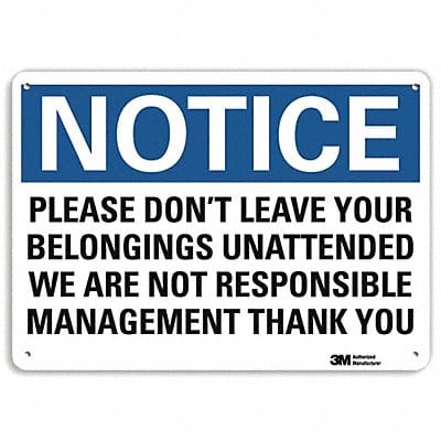 Notice Sign 7 in x 10 in Aluminum