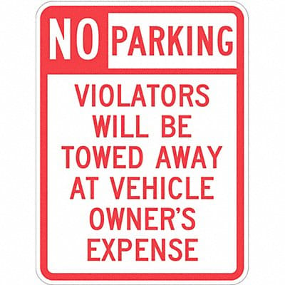 Tow Zone No Parking Sign 24 x 18