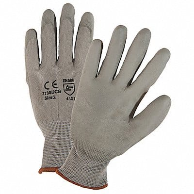 Work Gloves Gray PU Coated Nylon M PK12