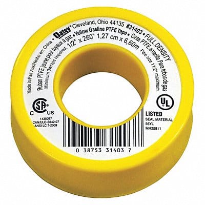 Thread Sealant Tape 1/2 W Yellow