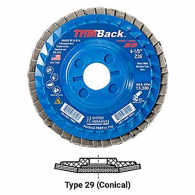 Flap Disc 40 Grit 7/8 in Trimback