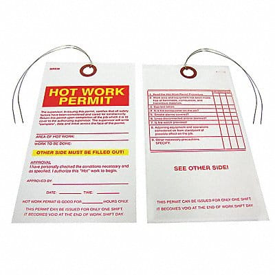 Hot Work Permit Tag 5 3/4in H PK25