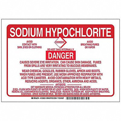 Chemical Sign Plastic 7 x10 in Red/White