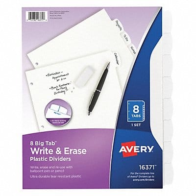 Binder Divider Write-On Tabs White