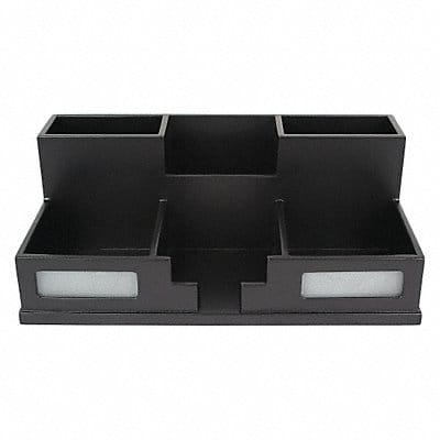 Desktop Organizer Black Wood 5-1/2 in H