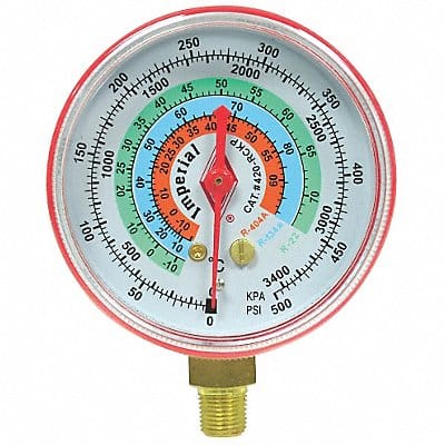 Gauge 2-1/2 In Dia High Side Red 500 psi