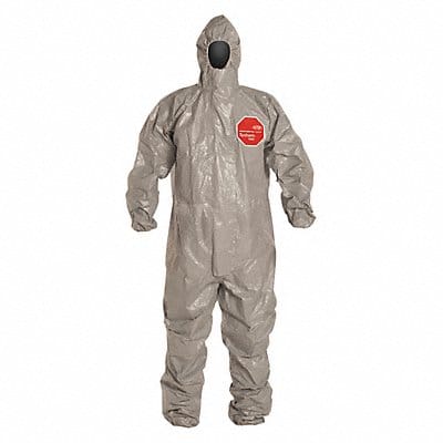 Hooded Coverall Elastic Gray L PK6