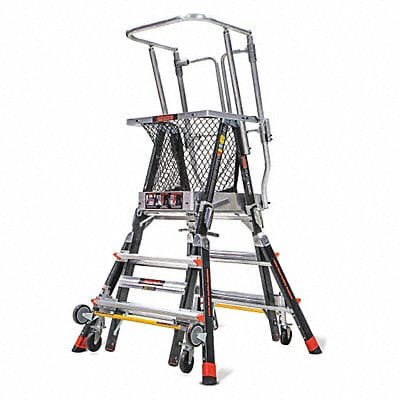 Adj. Cage Platform Ladder 5 ft Fbrglss