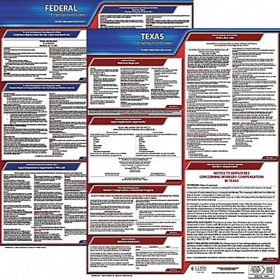 LaborLaw Poster Fed/STA TX ENG 20inH 3yr