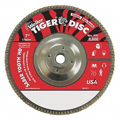 J1574 Flap Disc Ceramic Alumina 7 in 8600 rpm