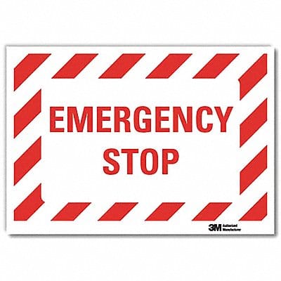 Reflective Emergency Stop Label 10x14in