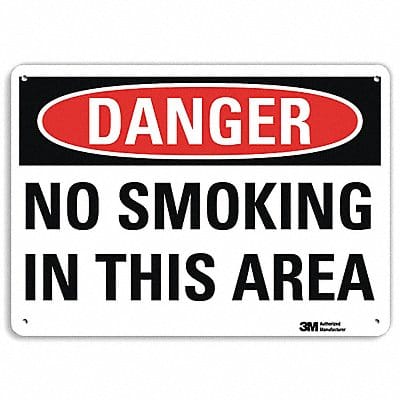 Danger No Smoking Sign 10 x 14 Alum