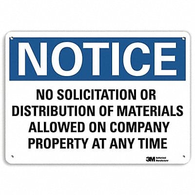 Notice Sign 10 in x 14 in Aluminum