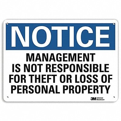 Notice Sign 7 in x 10 in Aluminum