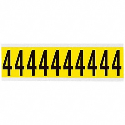 Number Label 4 Blk On Yllw 2-1/4inH