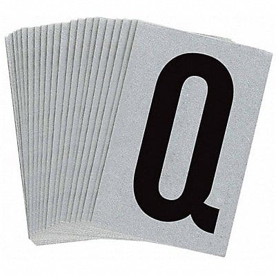 Letter Label Q Blk On Slvr 1-1/2inH PK25