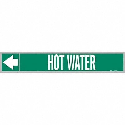 Pipe Marker Hot Water 1 in H 8 in W