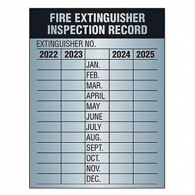 Inspection Record Tag Fire Ext 3 H PK10