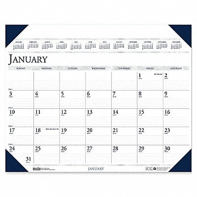 Monthly Desk Pad Calendar 24x19 In Blue