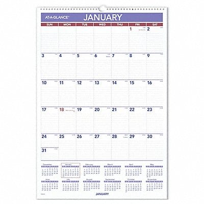 Laminated Wall Calendar 15-1/2x22-3/4 In