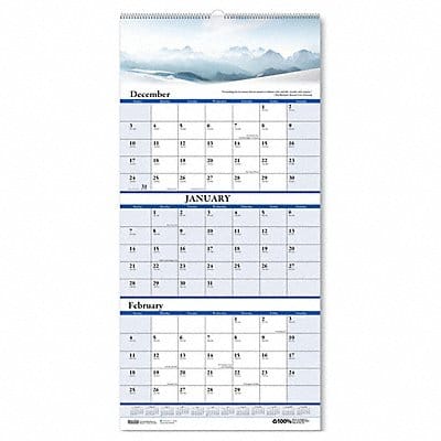 Wall Calendar 12-1/4x26-1/2 In