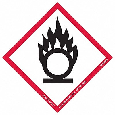 GHS Flame Over Circle Label 4 H 4 W PK50