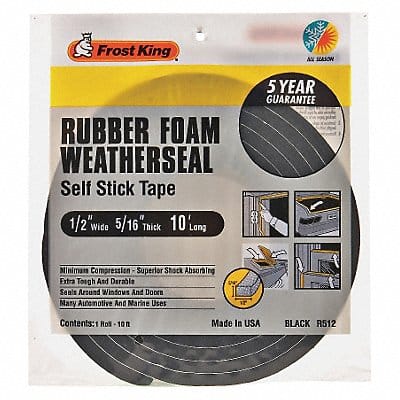 Spnge Rubber Foam Tape 1/2Inx10 ft 8 mil