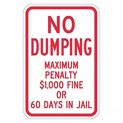 Reflective No Dumping Sign 24x18in Alum