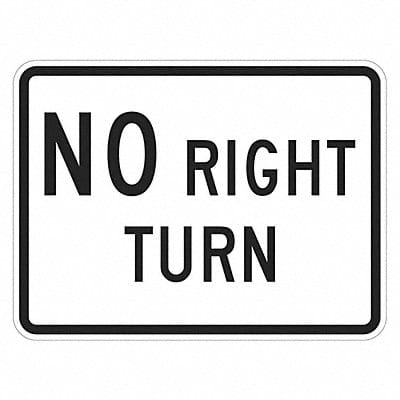 No Right Turn Traffic Sign 18 x 24