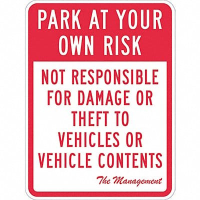 Parking Lot Damage Advisory Sign 24 x18