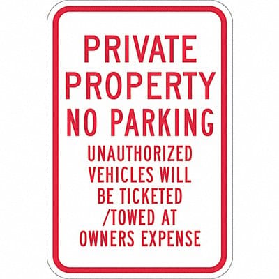 Private Property No Parking Sign 24 x18