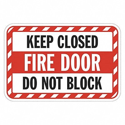 Reflective Fire Door Sign 12x18in Alumin