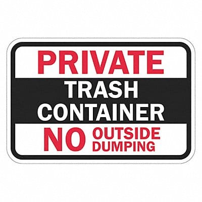 Rflctv No Dumping Private Sign 12x18in