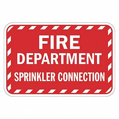 Rflctv Fire Connection Sign 12x18in Alum