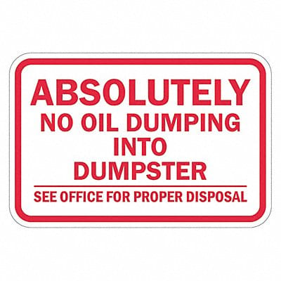 Reflective No Dumping Sign 12x18in Alum