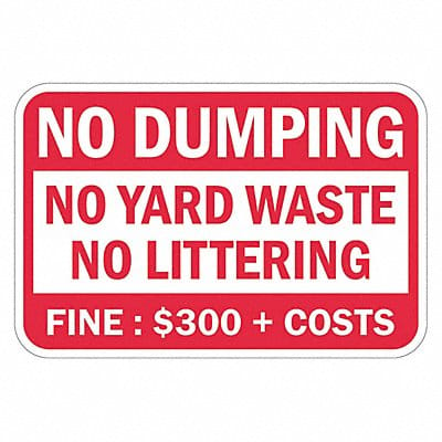 Reflective No Dumping Sign 12x18in Alum