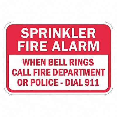 Rflctv Fire Alarm Sprinkler Sign 12x18in