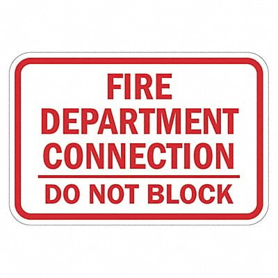 Rflctv Fire Connection Sign 12x18in Alum