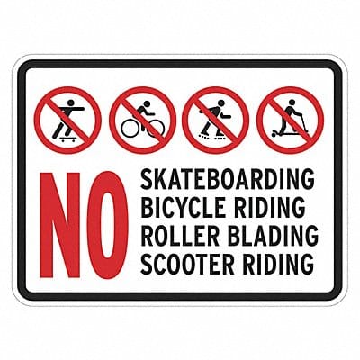 Rflctv No Skateboards Sign 12x18in Alum