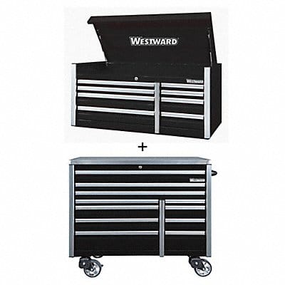 Rolling Cabinet with Top Chest Black