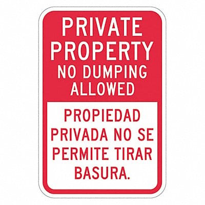 Rflctv No Dumping Prvt Prop Sign 18x12in