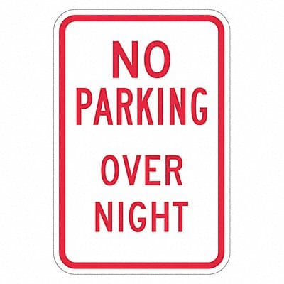 No Overnight Parking Sign 18 x 12