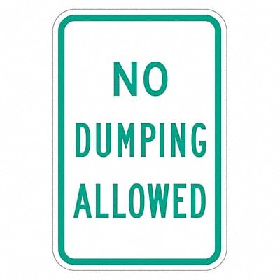 Reflective No Dumping Sign 18x12in Alum