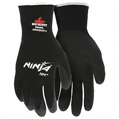 Gloves Pvc Coated Nylon Medium Black PK2