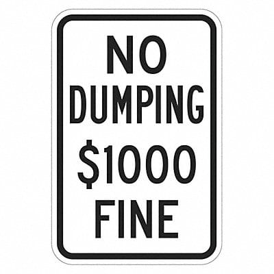 Reflective No Dumping Sign 18x12in Alum