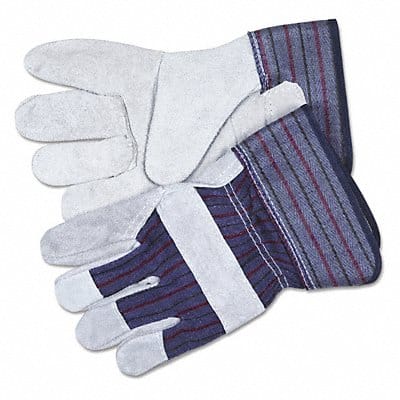 Gloves Leather Palm Large Gray PK2