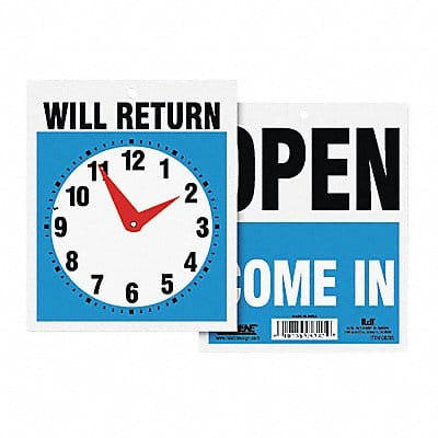 Sign Open/Will Return w/Clock Hands