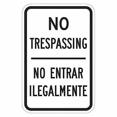 Rflctv No Trespassing Sign 18x12in Alum