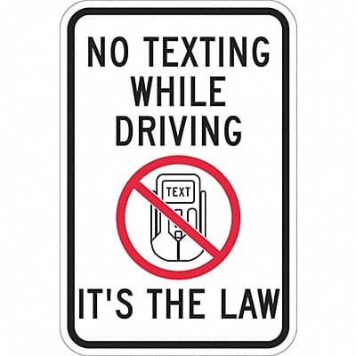 No Texting Traffic Sign 18 x 12